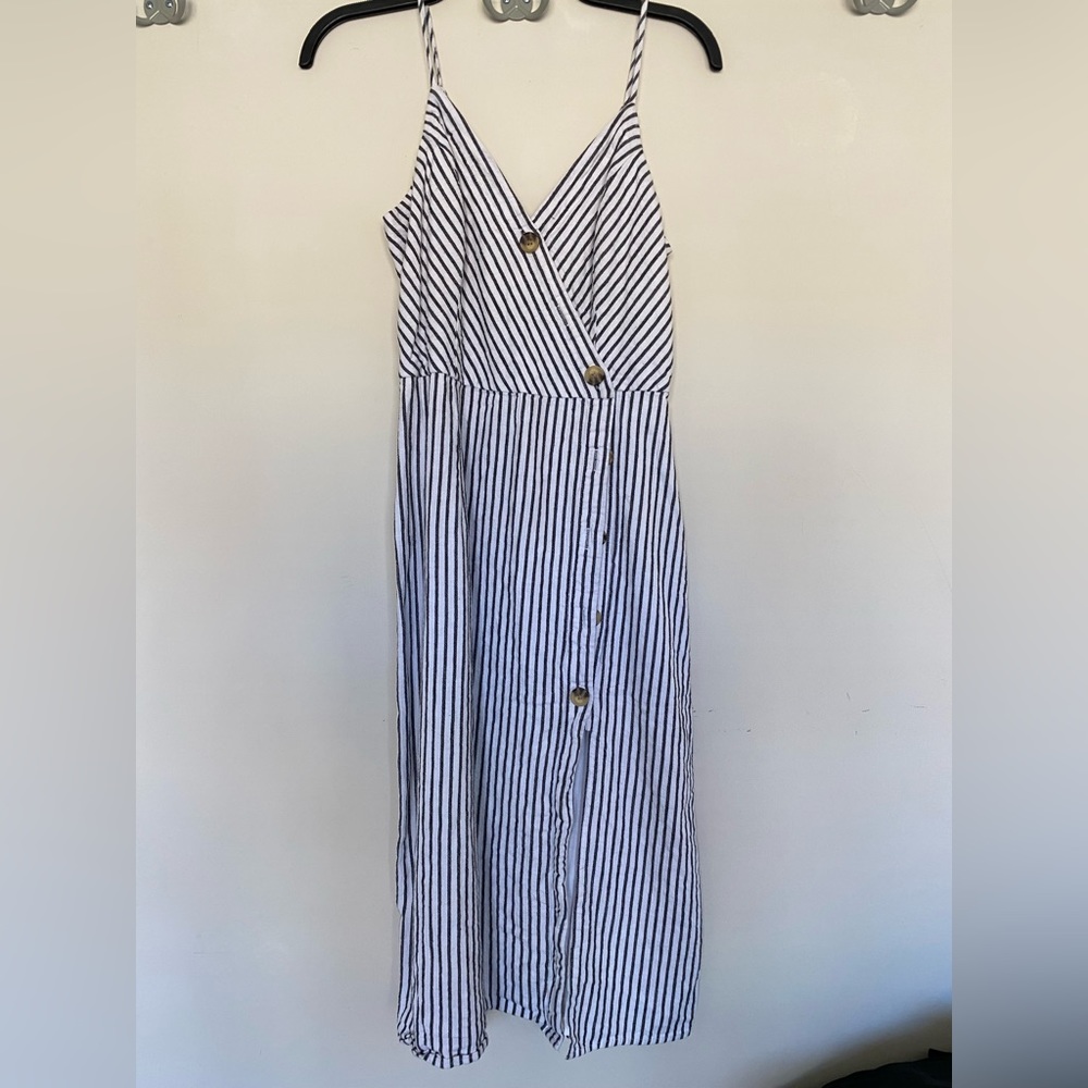 Abercrombie & Fitch Striped Button Midi Dress